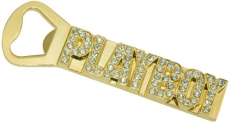Playboy flesopener - bling black and gold